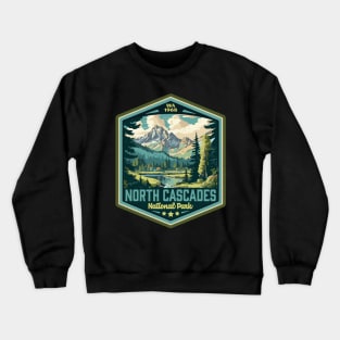 North Cascades National Park Vintage WPA Style Outdoor Badge Crewneck Sweatshirt